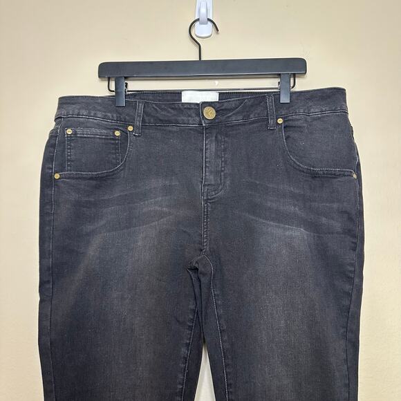 One Teaspoon Freebirds Low Waist Stretch Skinny Denim Jeans Black Plus Size 18 - Picture 4 of 8